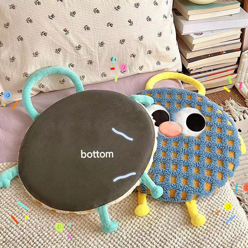 Blue And Purple Stripes Cute Cartoon Round Memory Foam Seat Cushion - Detachable & Washable 5