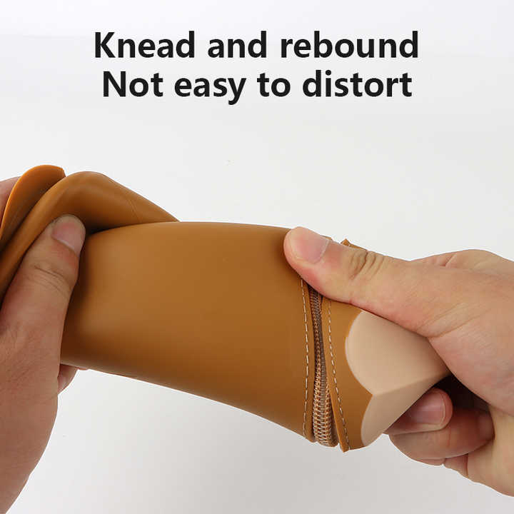 Brown Creative Silicone Pencil Case - High-Value Stationery  - Large Capacity Desk Organizer 5