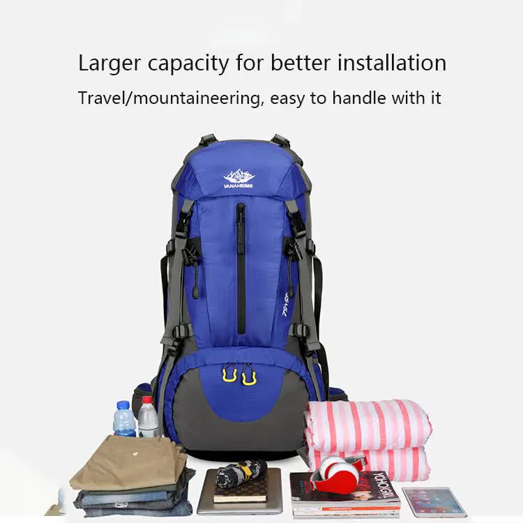 Blue High-Capacity Nylon Hiking Backpack - Durable, Multi-Functional Outdoor Travel Pack 3