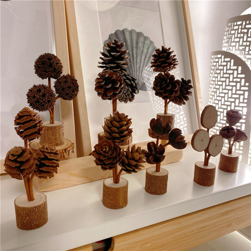 Brown Rustic Forest-Style Pinecone Desktop Decoration - Elegant 10-12cm Synthetic Resin Craft 4