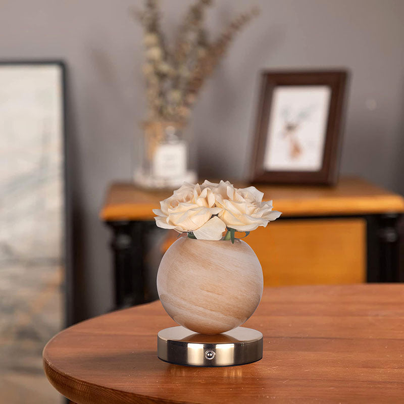 Champagne Dreamy Rose Planet Lamp Night Light - Elegant 21cm USB-Charged 3-Color Touch Dimming Decor Gift 4