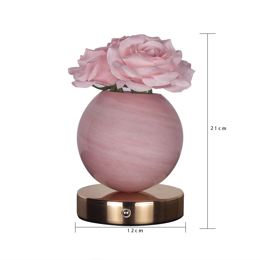 Champagne Dreamy Rose Planet Lamp Night Light - Elegant 21cm USB-Charged 3-Color Touch Dimming Decor Gift 5