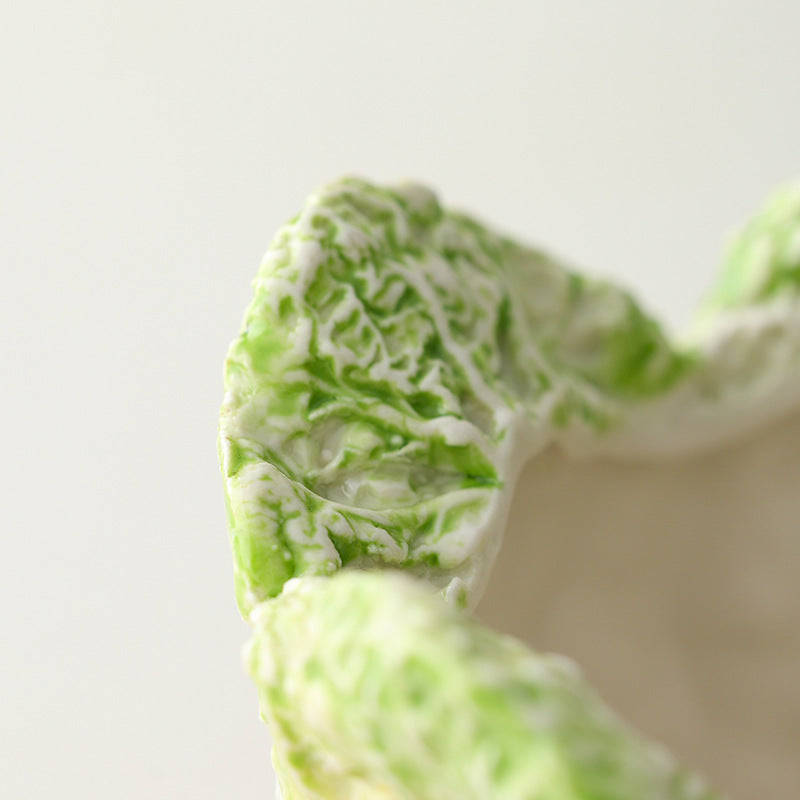 2 Pcs Light Green Premium Ceramic Cabbage Makeup Brush Holder - Elegant 10.5cm High-End Desktop Organizer 5