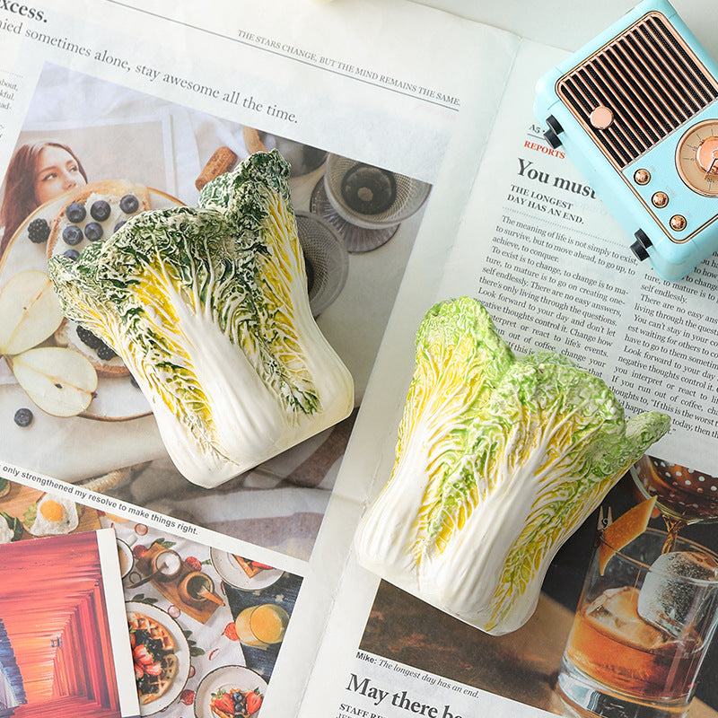 2 Pcs Dark Green Premium Ceramic Cabbage Makeup Brush Holder - Elegant 10.5cm High-End Desktop Organizer 4