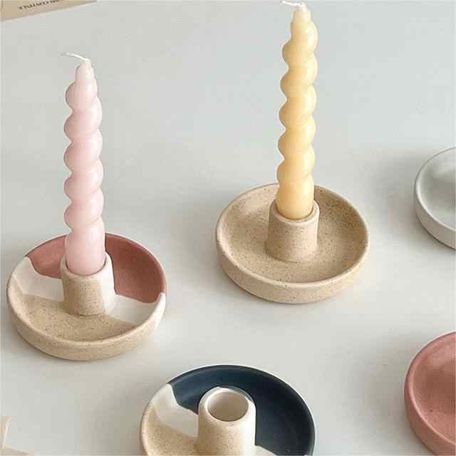 2 Pcs White Oval Bottom Nordic Ceramic Candle Holder with Jewelry Dish - Elegant Minimalist Home Decor Piece 7