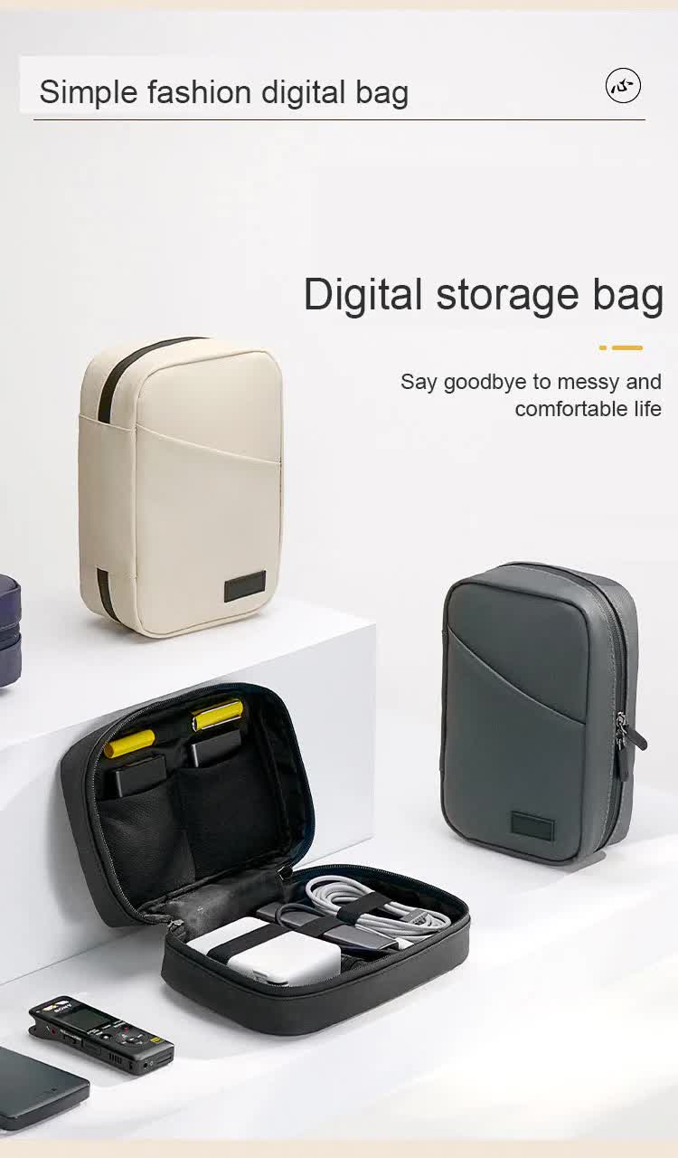 Black Premium PU Leather Multi-Functional Travel Cable Organizer - Waterproof Digital Storage Pouch 5