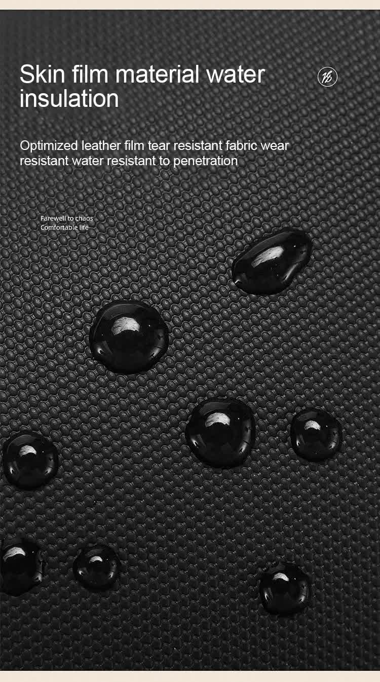 Black Premium PU Leather Multi-Functional Travel Cable Organizer - Waterproof Digital Storage Pouch 7