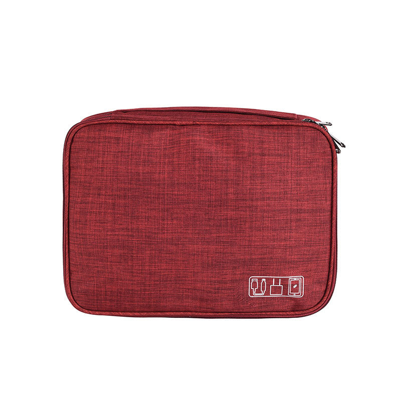 Red Durable Three-Layer Earphone & Digital Organizer - Waterproof Cosmetic & Cable Storage Pouch(Photography props not included, only the bag)