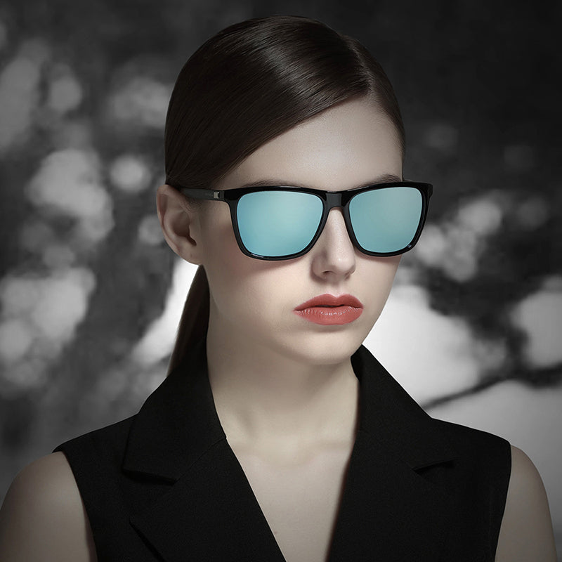 Black Frame + Black Temples + Gray Lenses Unisex Aluminum-Magnesium Square Polarized Sunglasses - Stylish UV-Protective Driving Glasses with Case 5