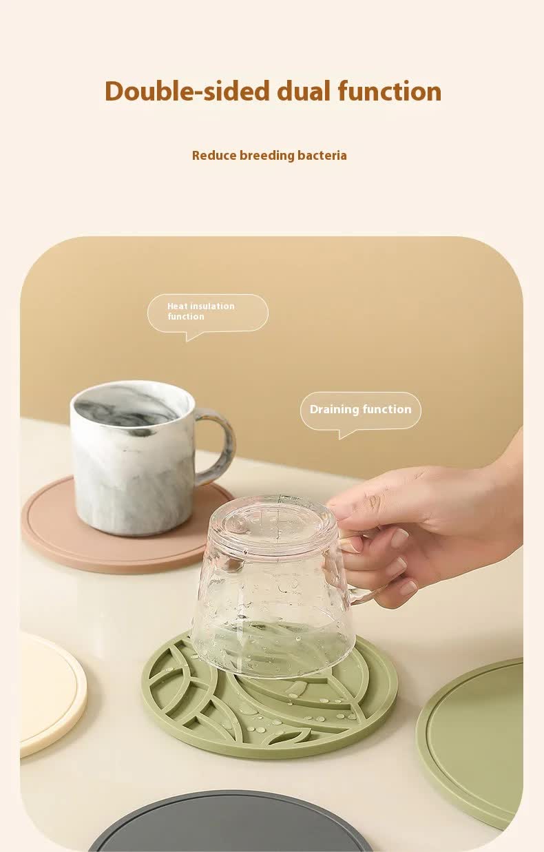 Dark Grey 3 Pcs Premium Silicone Round Heat-Resistant Pad - 20cm Durable Kitchen Pot Mat with Anti-Slip Design 5