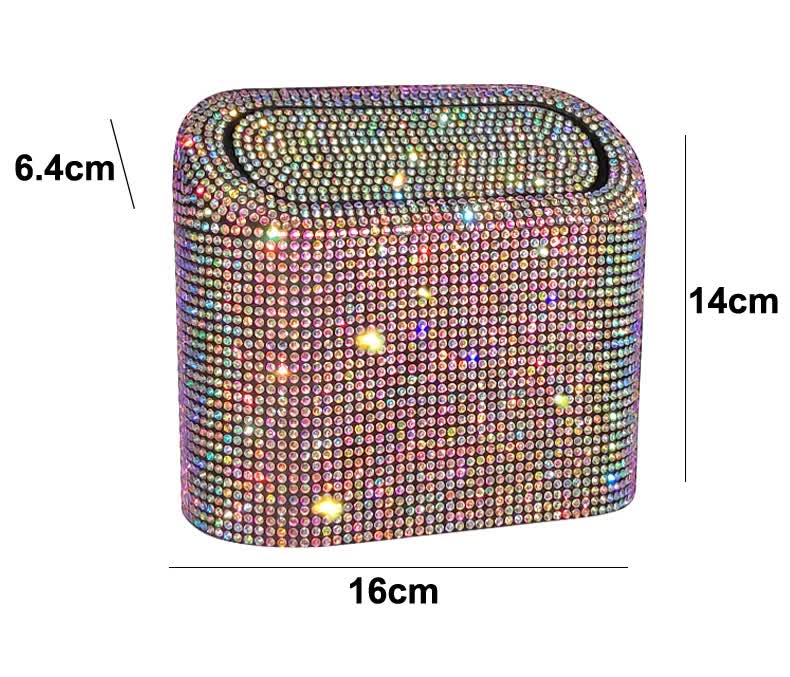 Pink Diamond Sparkly Rhinestone Car Trash Can - Diamond Auto Garbage Bin Organizer 3