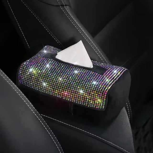 Purple Diamond Bling Rhinestone Car Tissue Box Holder - Applies to Visor & Seat Back 4
