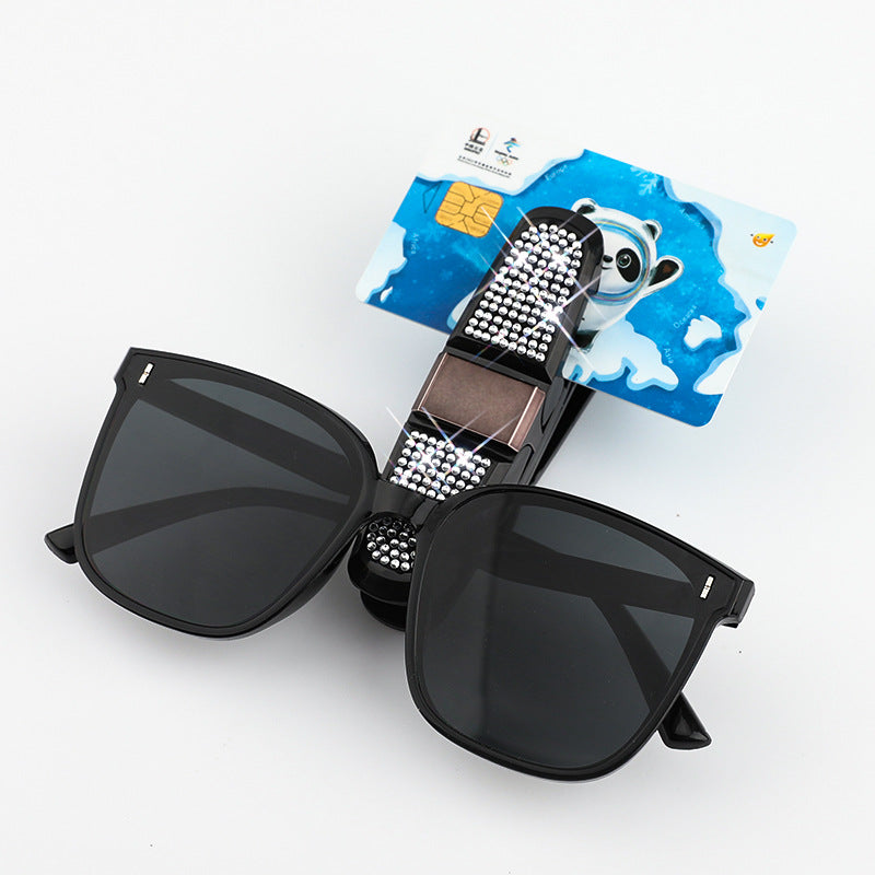 6 Pcs Colored Luxury Rhinestone Car Sun Visor Glasses Clip - Multi-Functional, 180° Rotatable, ABS Material 4
