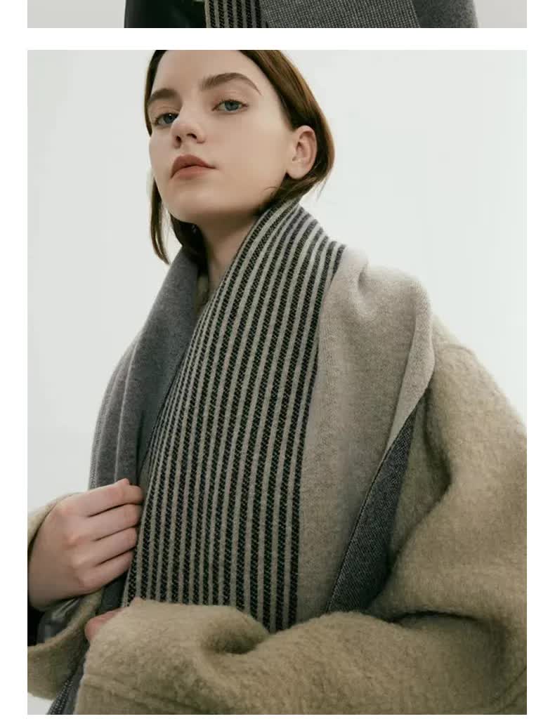 Blue Luxury Striped Suede-Feel Scarf - Soft and Warm for All Seasons 5