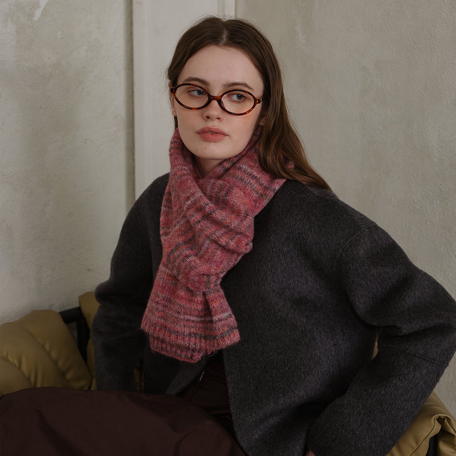 Purple Vintage Wool-Blend Knit Scarf - Warm and Stylish for Men and Women 4