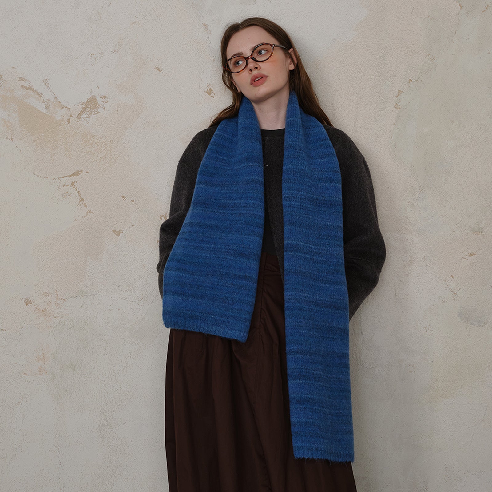 Borwn Vintage Wool-Blend Knit Scarf - Warm and Stylish for Men and Women 3