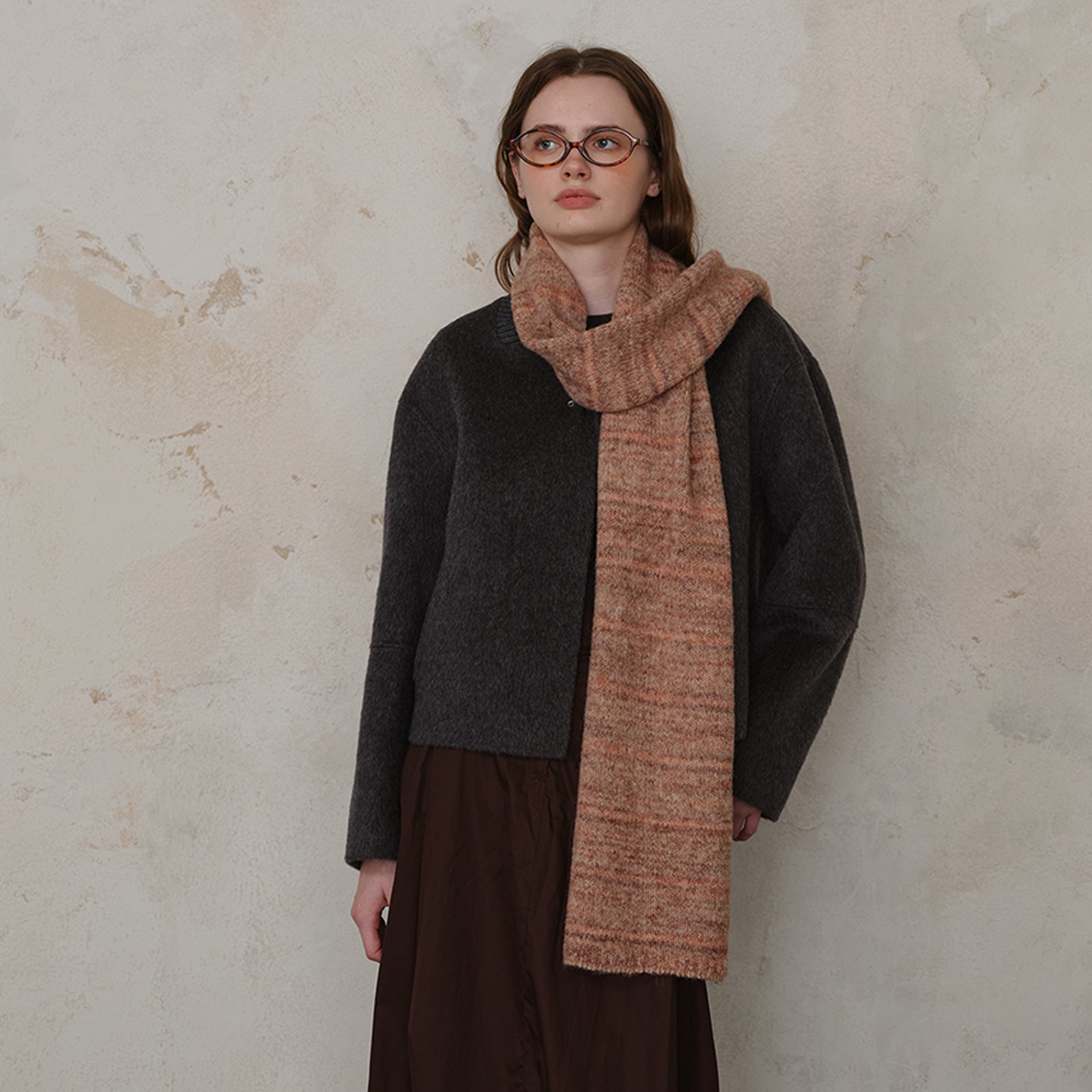 Borwn Vintage Wool-Blend Knit Scarf - Warm and Stylish for Men and Women 5