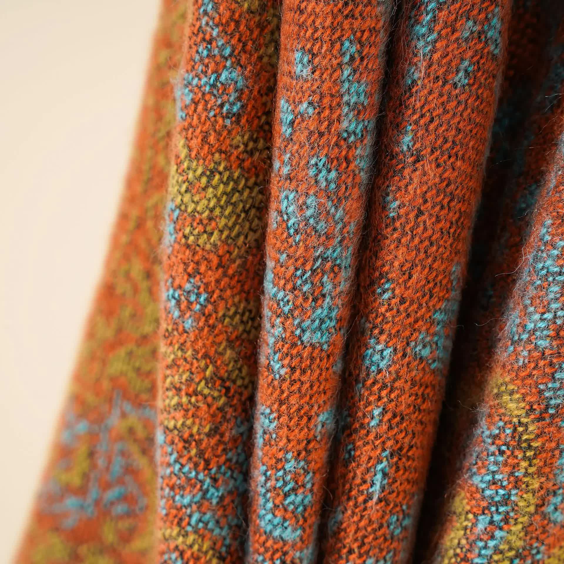Teal Ethnic Boho Shawl for Women - Stylish Split Cape for Travel and Cooling Rooms 4