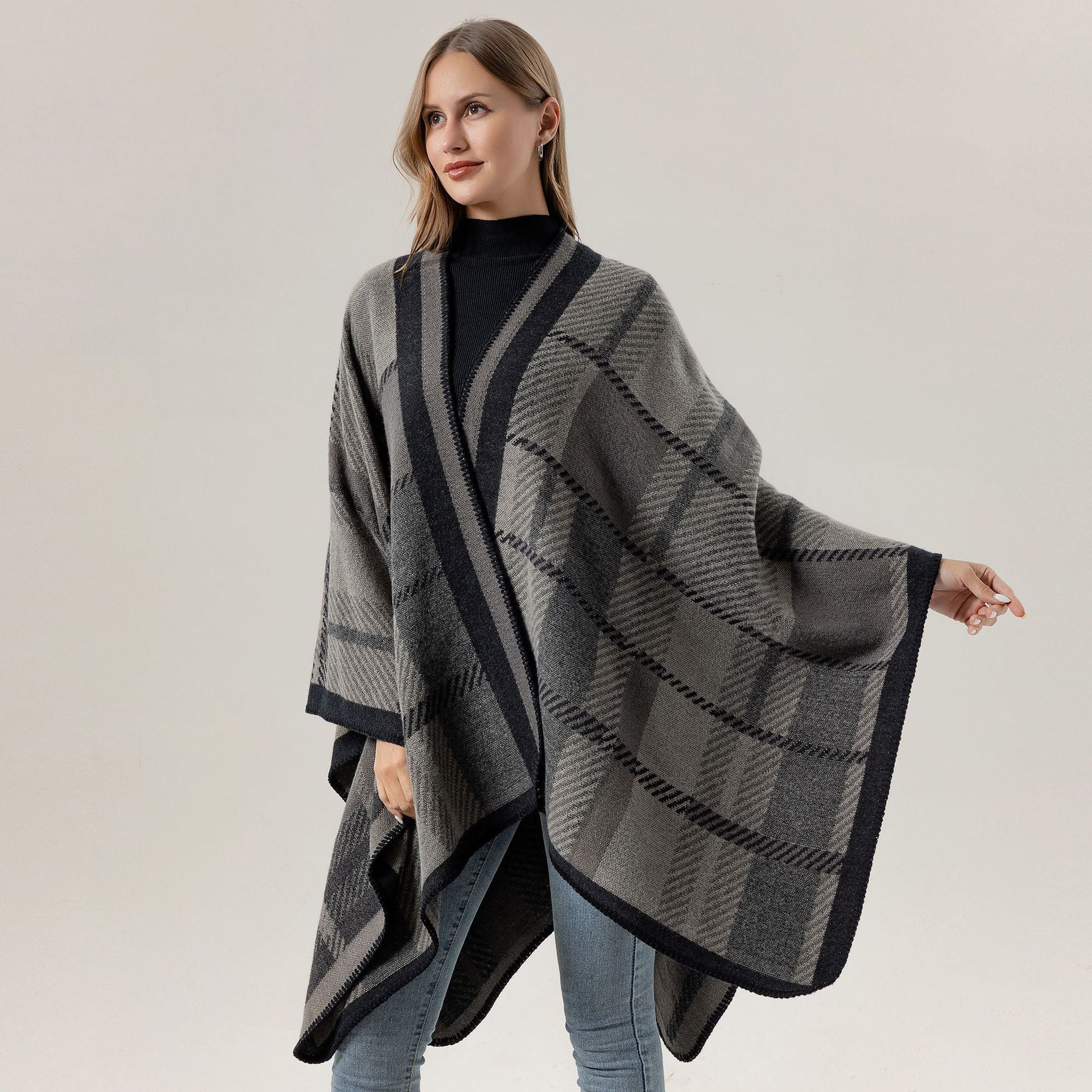 Brown Ethnic Boho Shawl for Women - Stylish Split Cape for Travel and Cooling Rooms 5