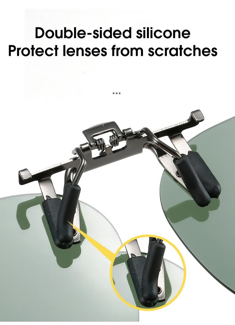 2 Pcs Green Polarized Clip-On Sunglasses - Day & Night Use, Frameless Polygon Design for Fishing & Driving 5
