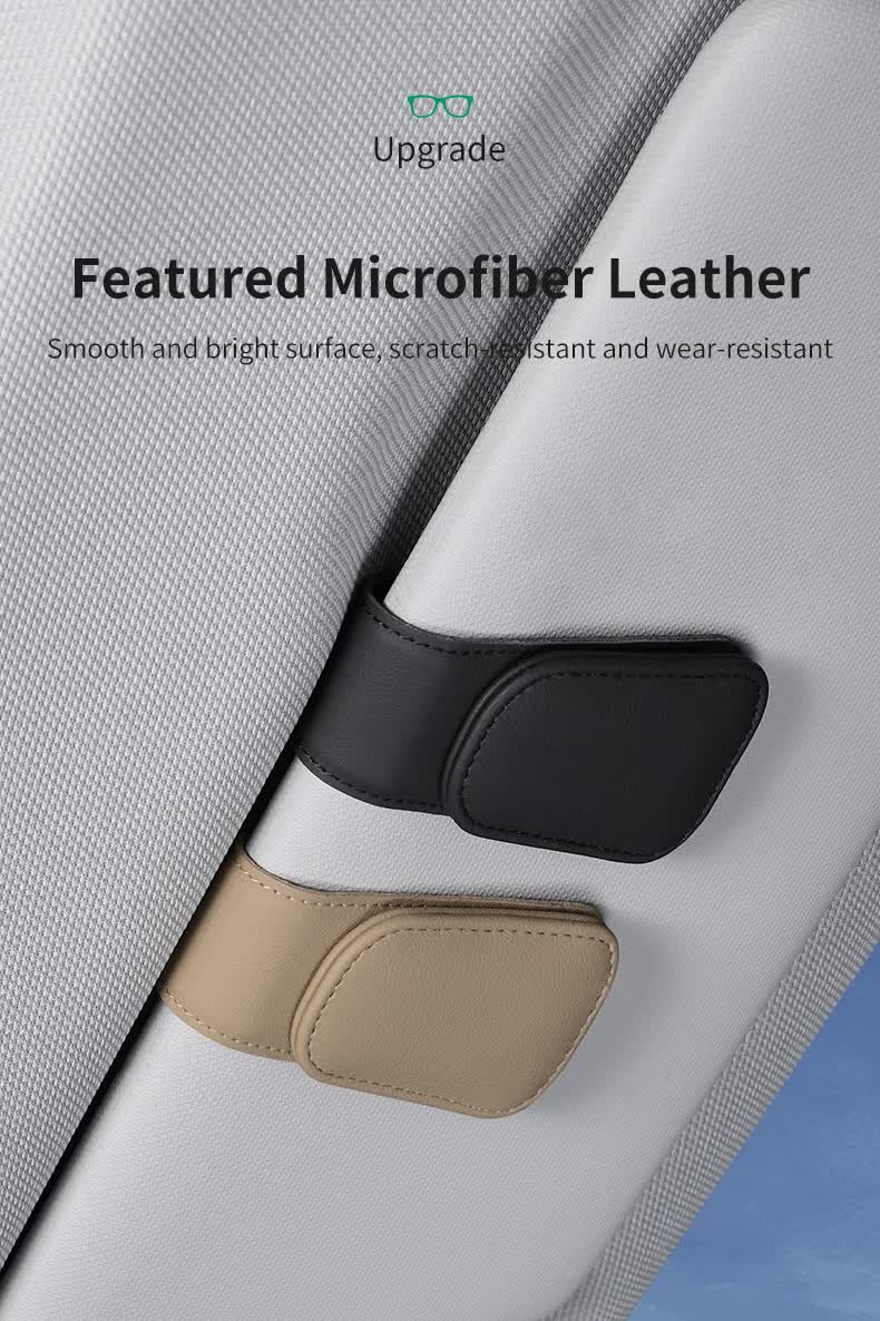 2 Pcs Red PU Leather Car Visor Sunglasses Holder - Multi-Functional Clip for Glasses, Cards & Tickets, 9.5x4.5cm 8