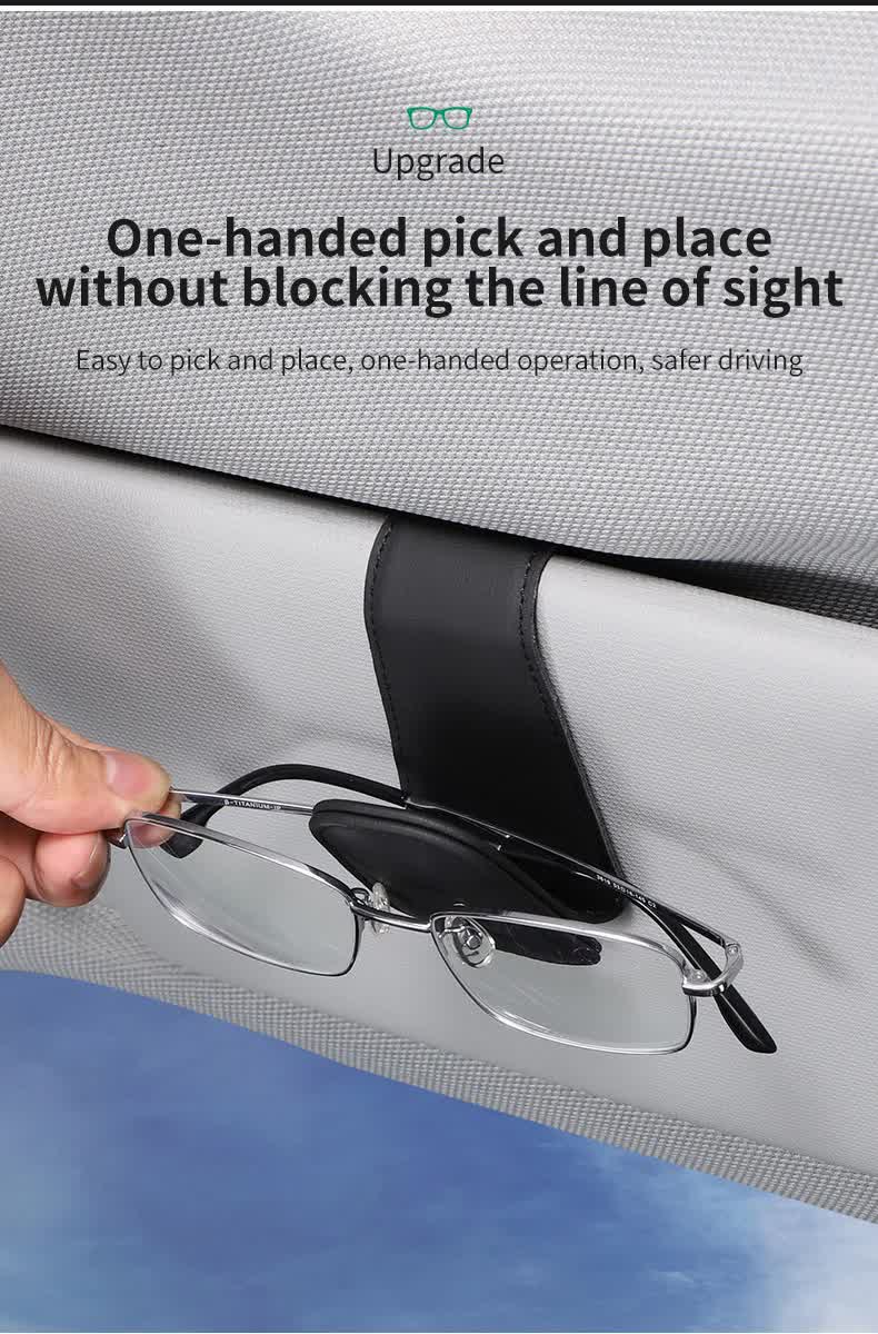 2 Pcs Blue PU Leather Car Visor Sunglasses Holder - Multi-Functional Clip for Glasses, Cards & Tickets, 9.5x4.5cm 7