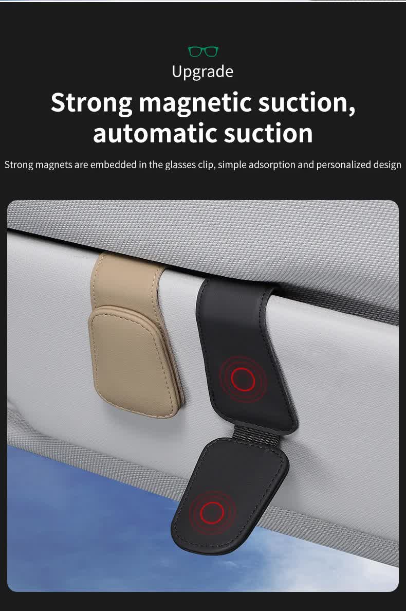 2 Pcs Wine Red PU Leather Car Visor Sunglasses Holder - Multi-Functional Clip for Glasses, Cards & Tickets, 9.5x4.5cm 6