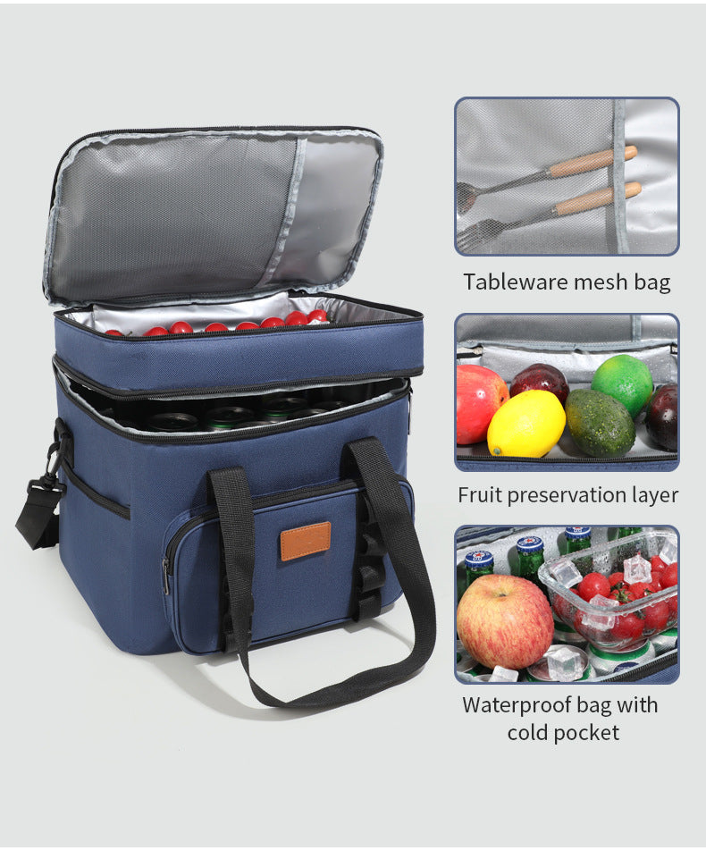 Black 23L Extra Large Insulated Cooler Bag with Double Layers - Perfect for Camping, Picnics, and Outdoor Adventures 6