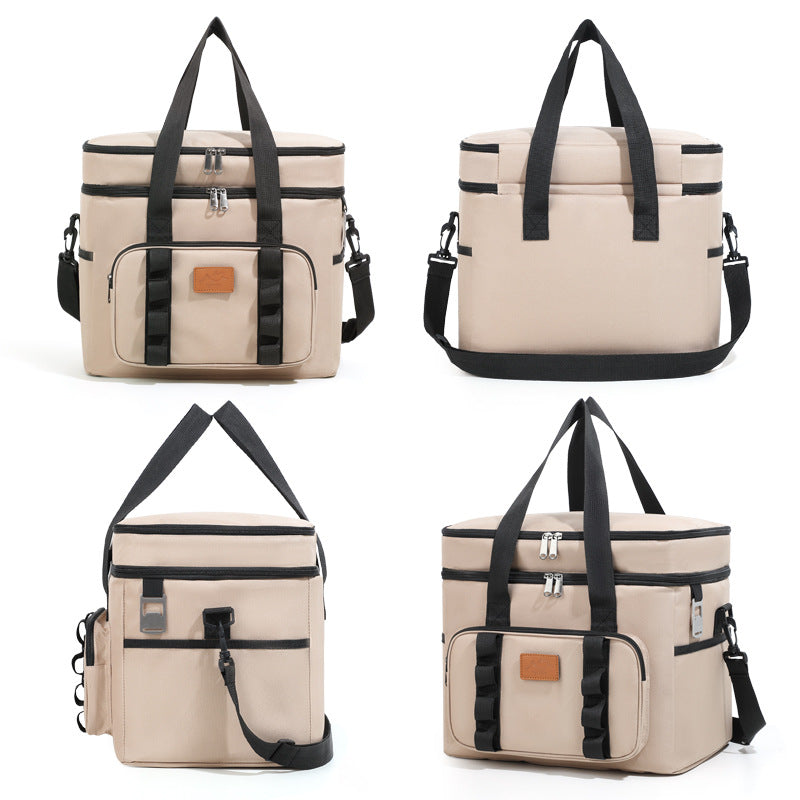 Khaki 23L Extra Large Insulated Cooler Bag with Double Layers - Perfect for Camping, Picnics, and Outdoor Adventures 7