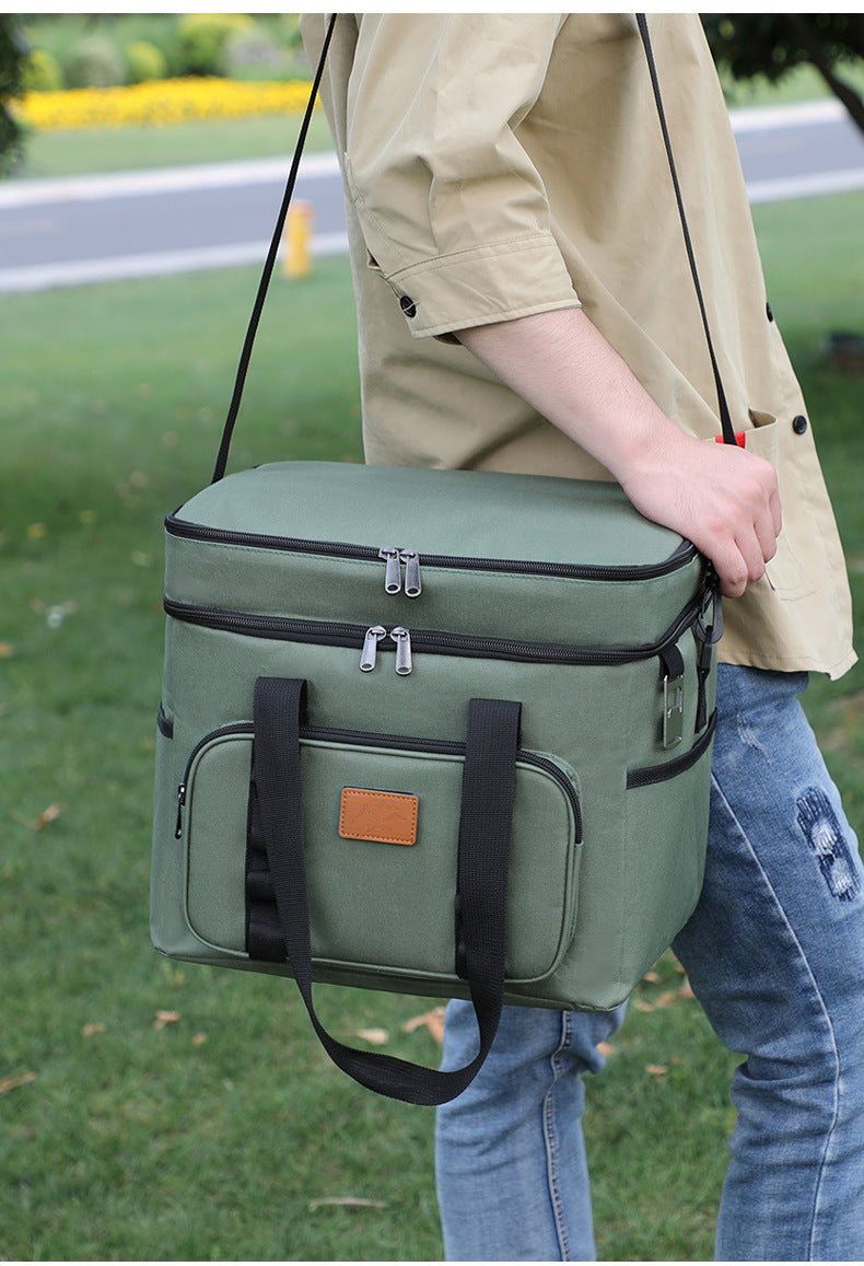Green 23L Extra Large Insulated Cooler Bag with Double Layers - Perfect for Camping, Picnics, and Outdoor Adventures 9