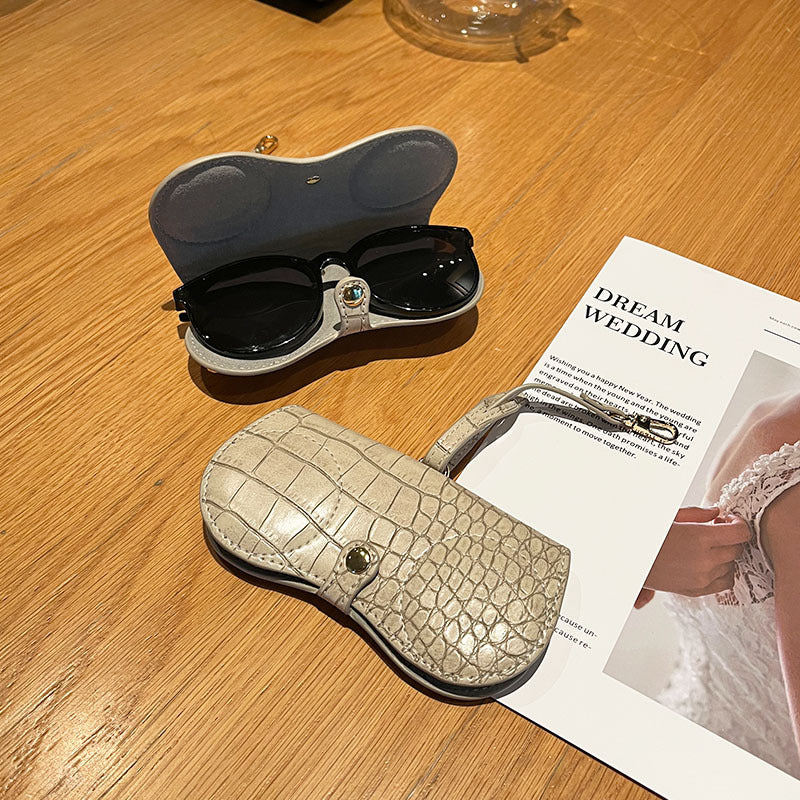 Black Stylish PU Leather Eyeglass Case - Portable Sunglasses Storage Pouch with Strap for Men and Women