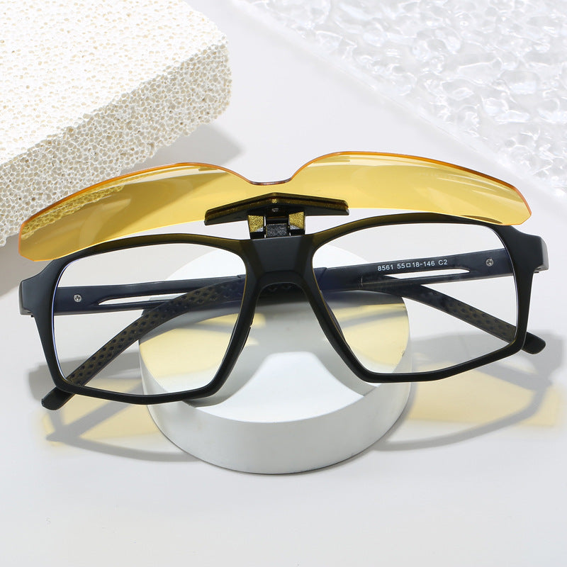 Brown Frame Gray Film Flip-Up Polarized Sports Sunglasses - Versatile Outdoor Cycling and Windproof Eyewear 4