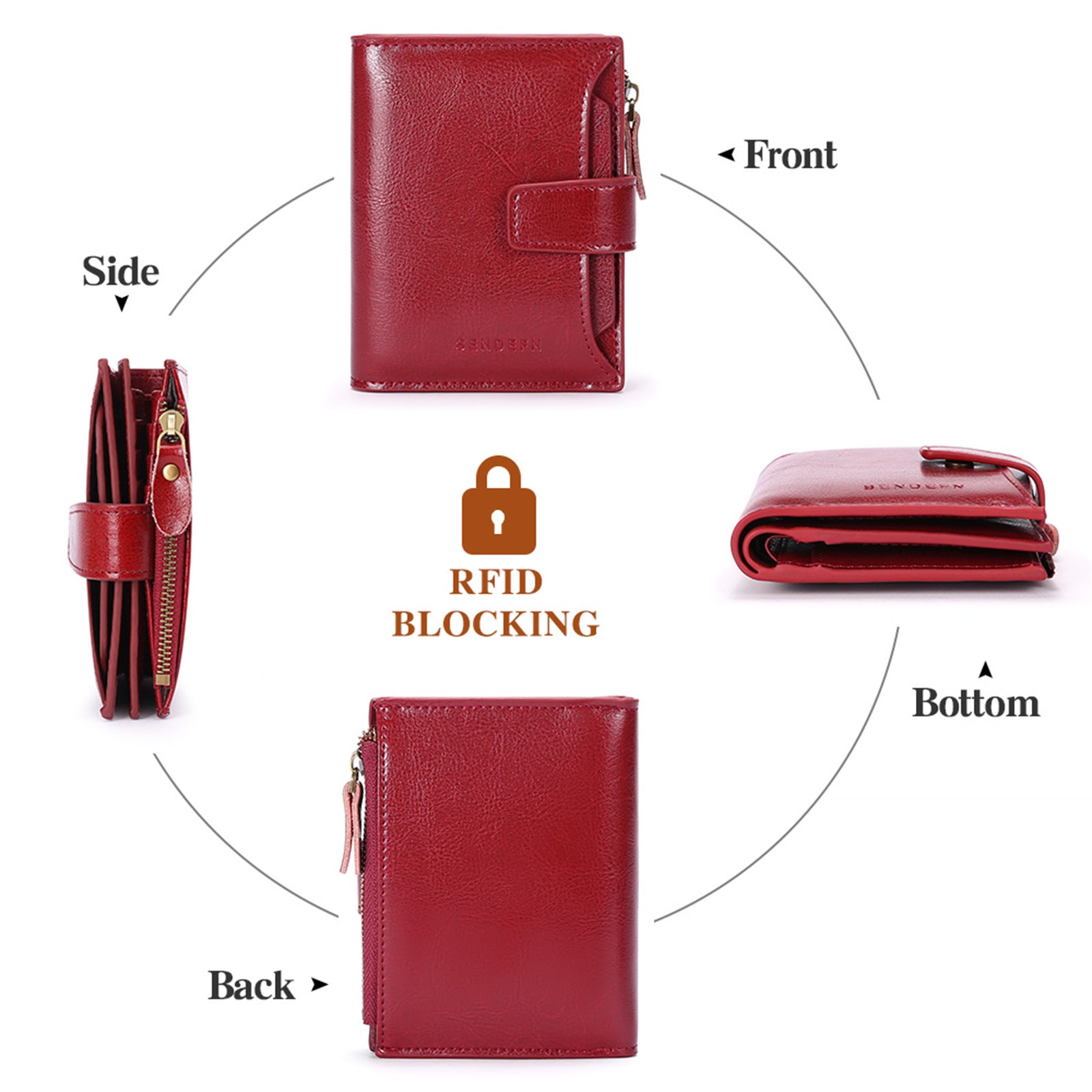 Beige Premium Genuine Leather RFID Blocking Women's Wallet - Lightweight, Multi-Functional, and Stylish 3