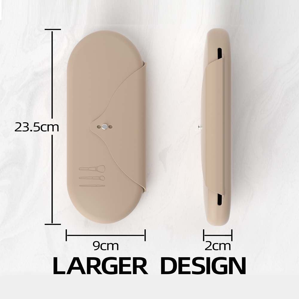 2 Pcs Beige Elegant Silicone Makeup Brush Storage Case - Travel-Friendly, Dustproof, and Multi-Functional 5