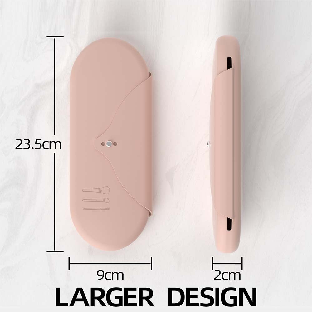 2 Pcs Pink Elegant Silicone Makeup Brush Storage Case - Travel-Friendly, Dustproof, and Multi-Functional 3
