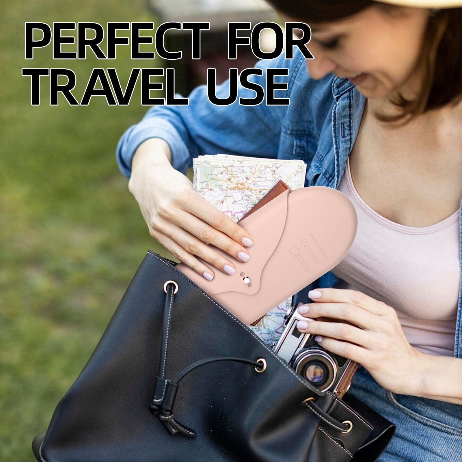 2 Pcs Pink Elegant Silicone Makeup Brush Storage Case - Travel-Friendly, Dustproof, and Multi-Functional 4