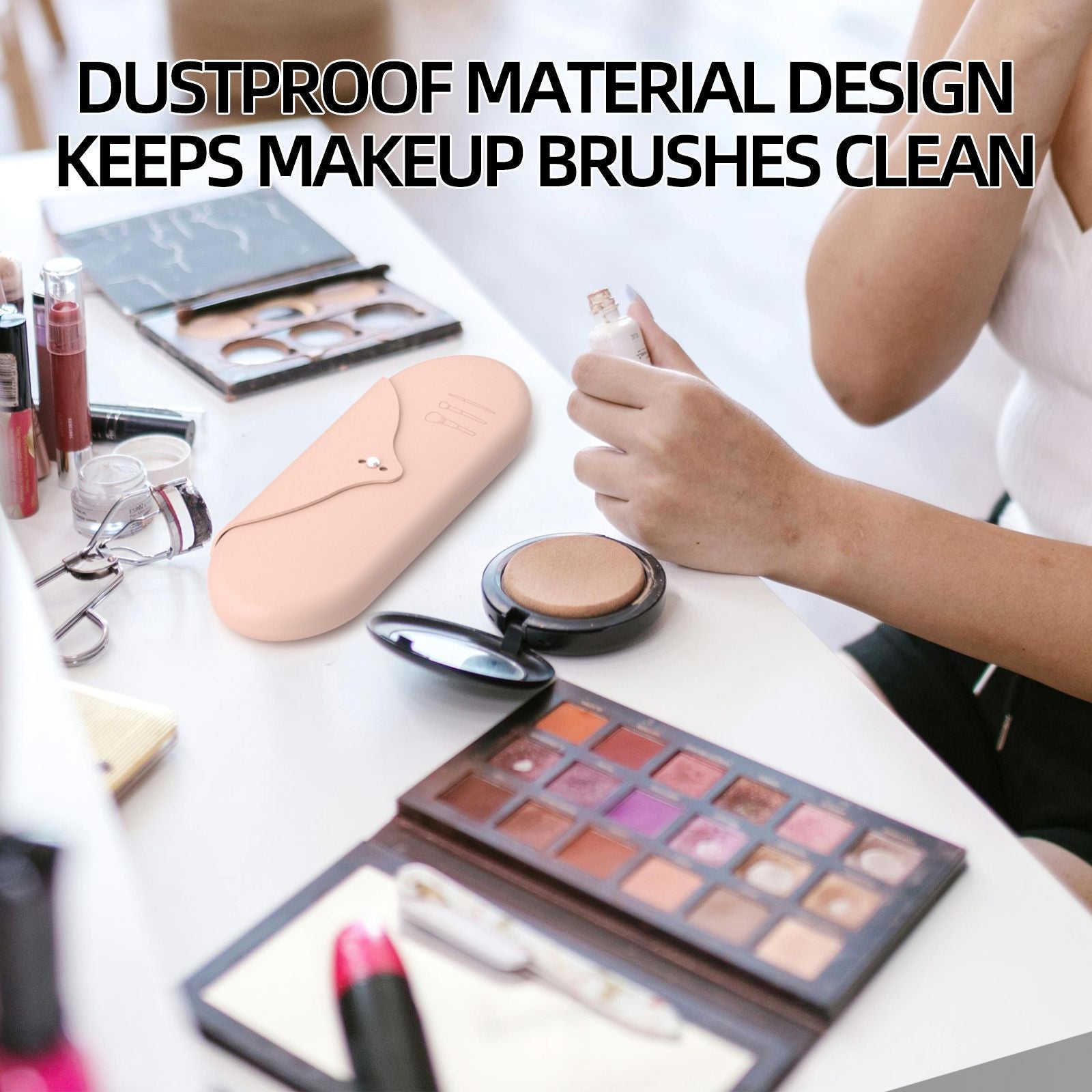 2 Pcs Pink Elegant Silicone Makeup Brush Storage Case - Travel-Friendly, Dustproof, and Multi-Functional 5