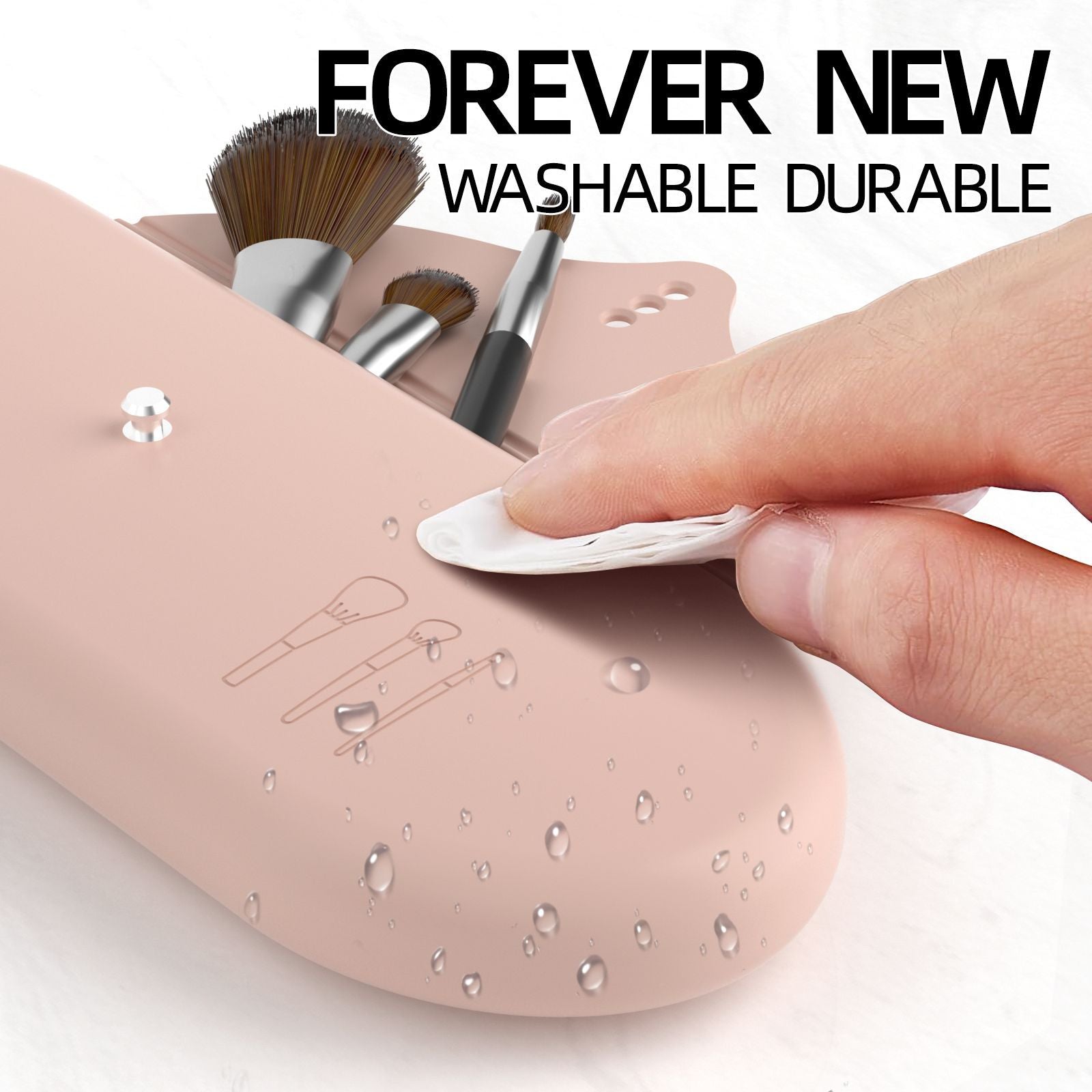 2 Pcs Pink Elegant Silicone Makeup Brush Storage Case - Travel-Friendly, Dustproof, and Multi-Functional 6
