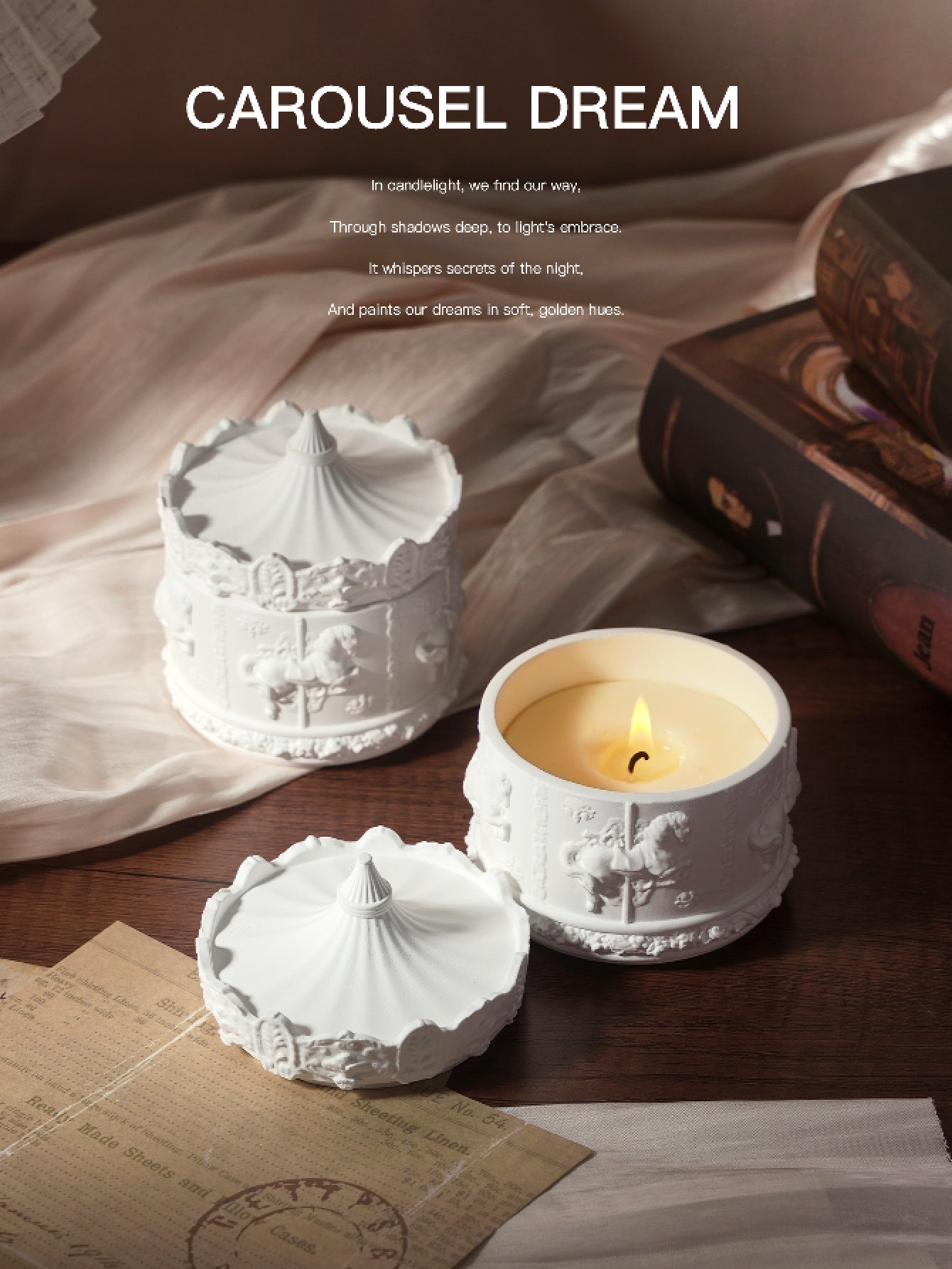 (Blue bell)Rotating Carousel Soy Candle - Unique Home Decor & Gift 3