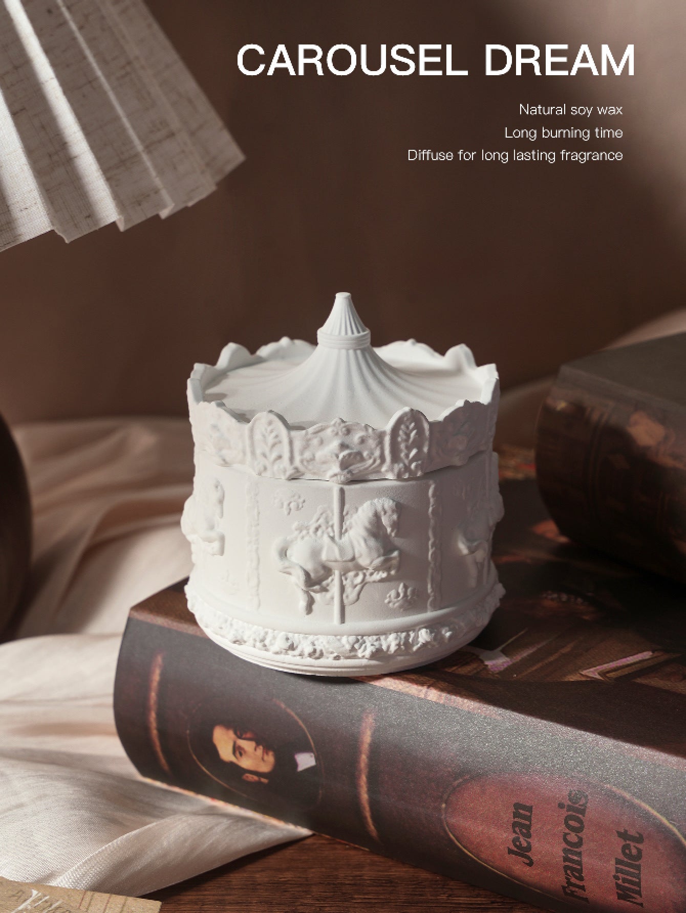 (Blue bell)Rotating Carousel Soy Candle - Unique Home Decor & Gift 4