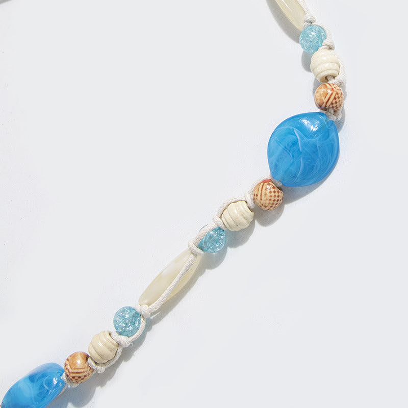 2 PCS Agate Blue Ethnic Style Waist Chain - Beaded Bohemian Belt for Women 3