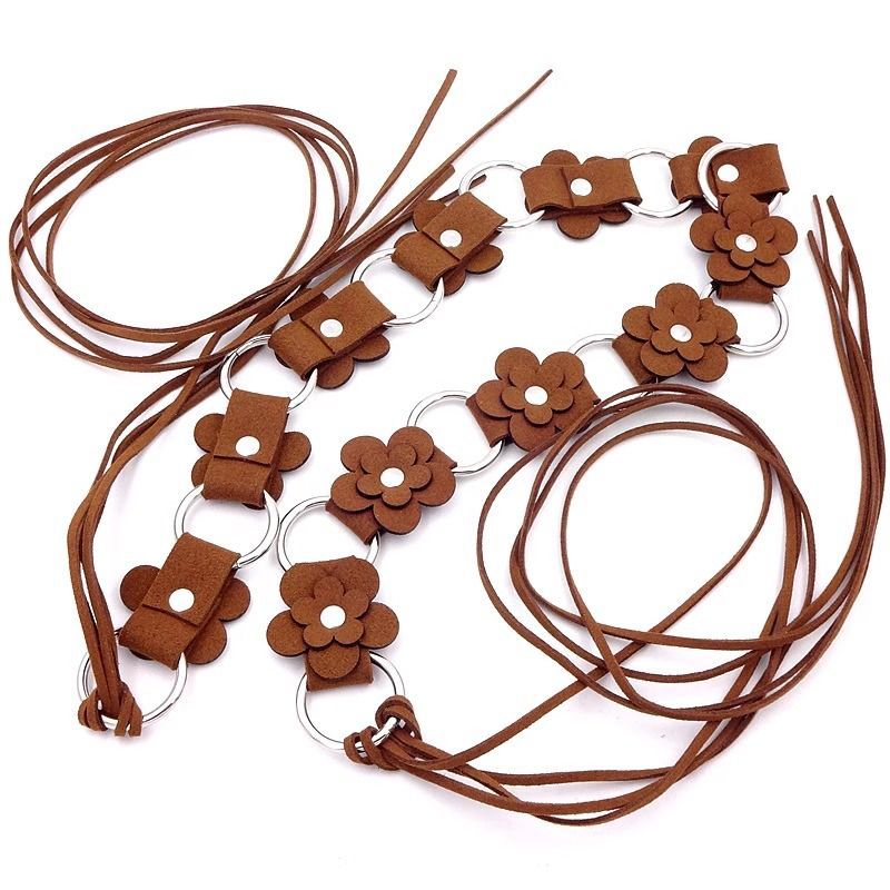 2 PCS Peach Blossom Ethnic Style Waist Chain - Beaded Bohemian Belt for Women 3