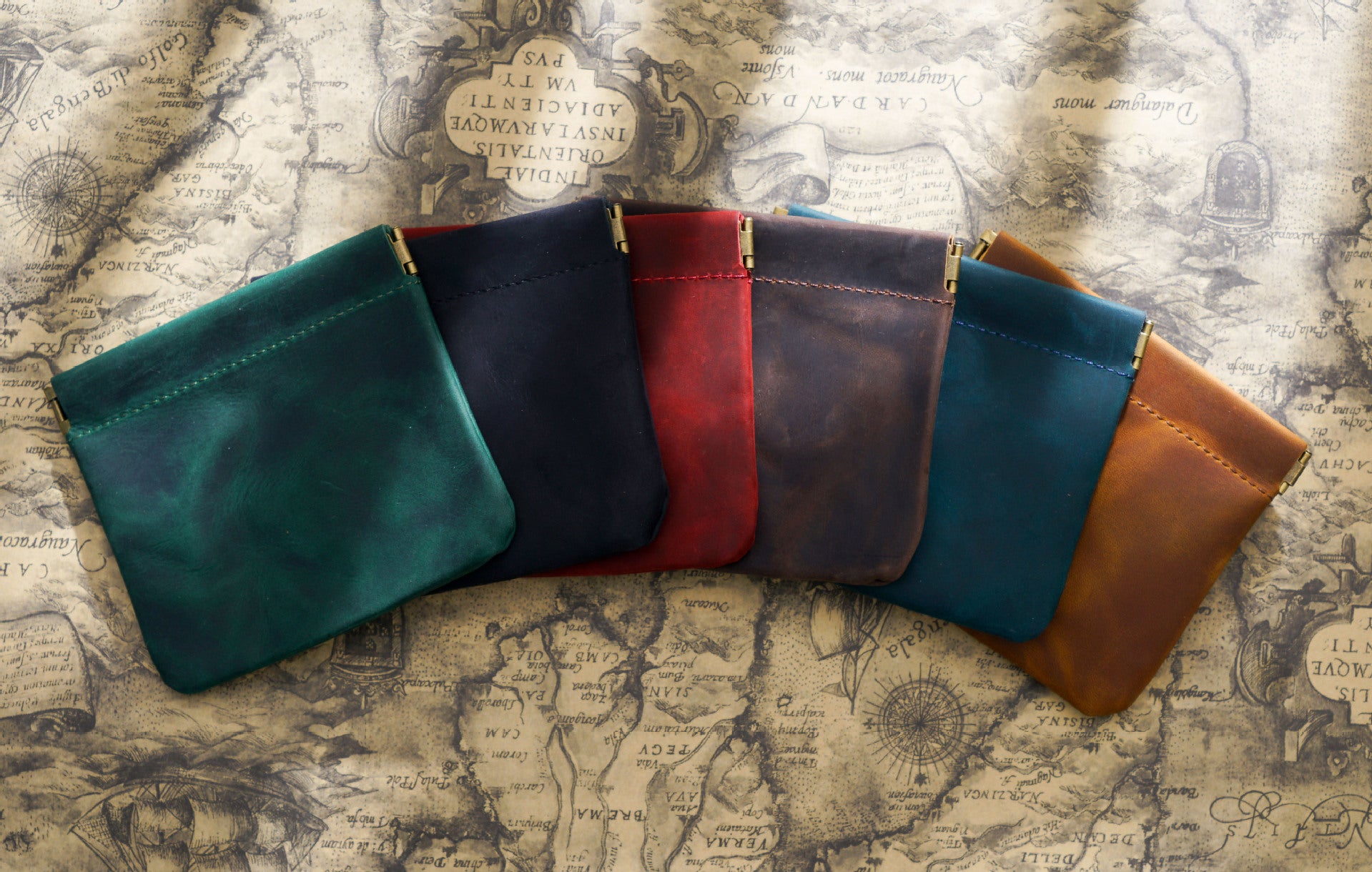 Blue Genuine Leather Coin Purse - Vintage Style Snap Closure Mini Pouch 4