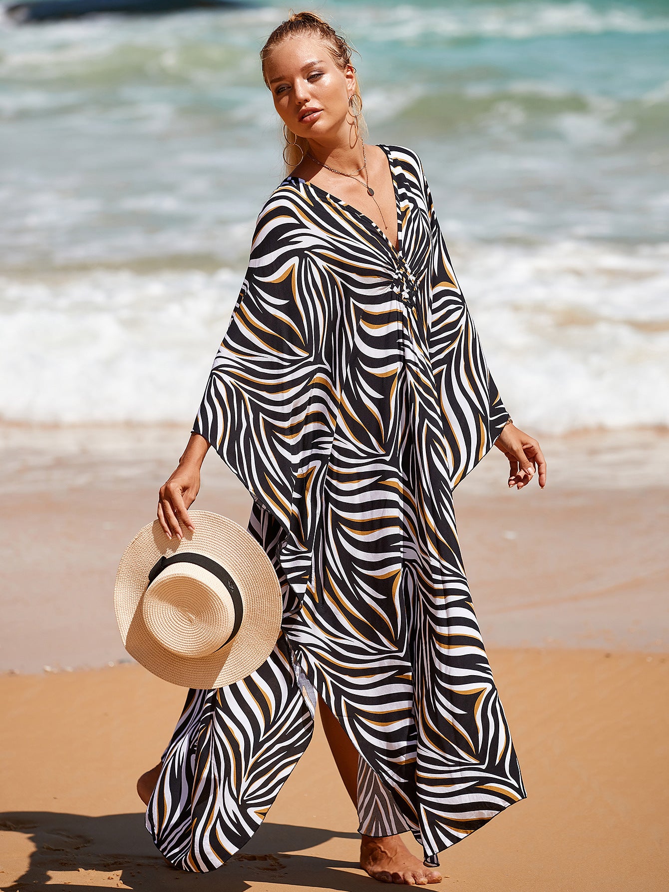 Style 3 Loose Fit Caftan Dress - Resort Style Beach Coverup for Women 3