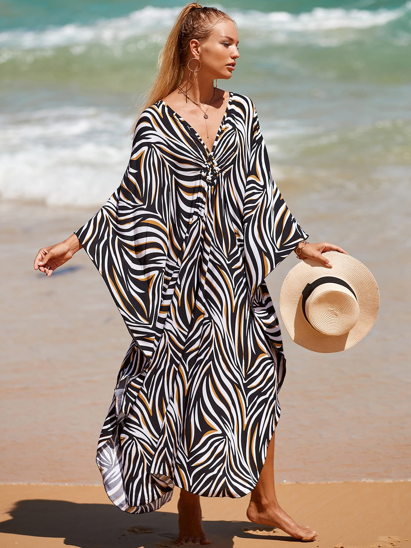 Style 3 Loose Fit Caftan Dress - Resort Style Beach Coverup for Women 4