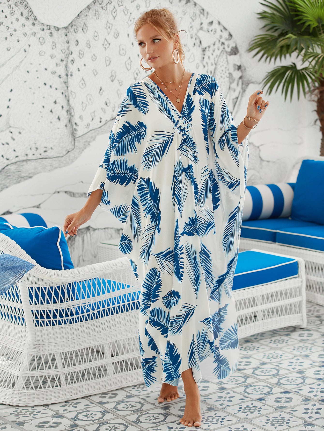 Style 9 Loose Fit Caftan Dress - Resort Style Beach Coverup for Women 4
