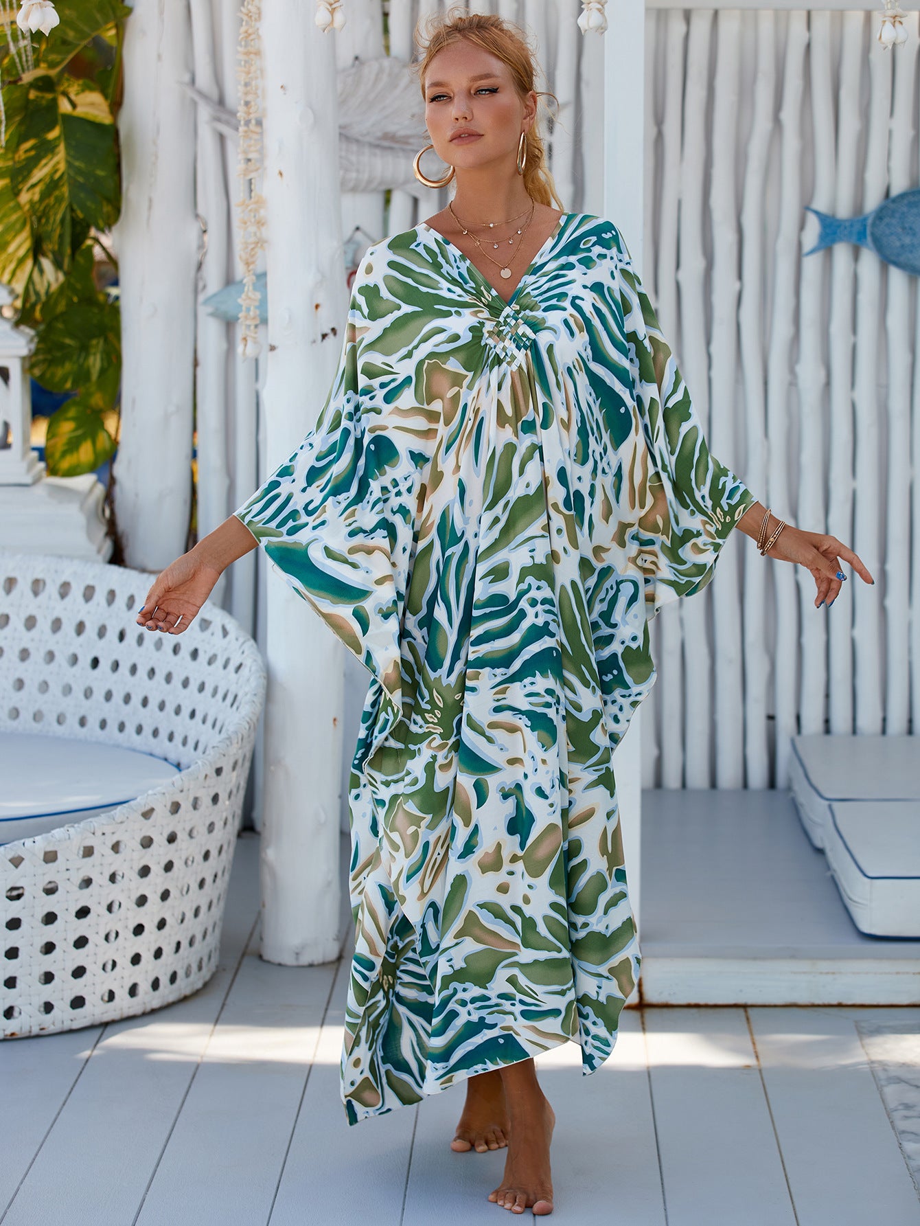 Style 10 Loose Fit Caftan Dress - Resort Style Beach Coverup for Women 3