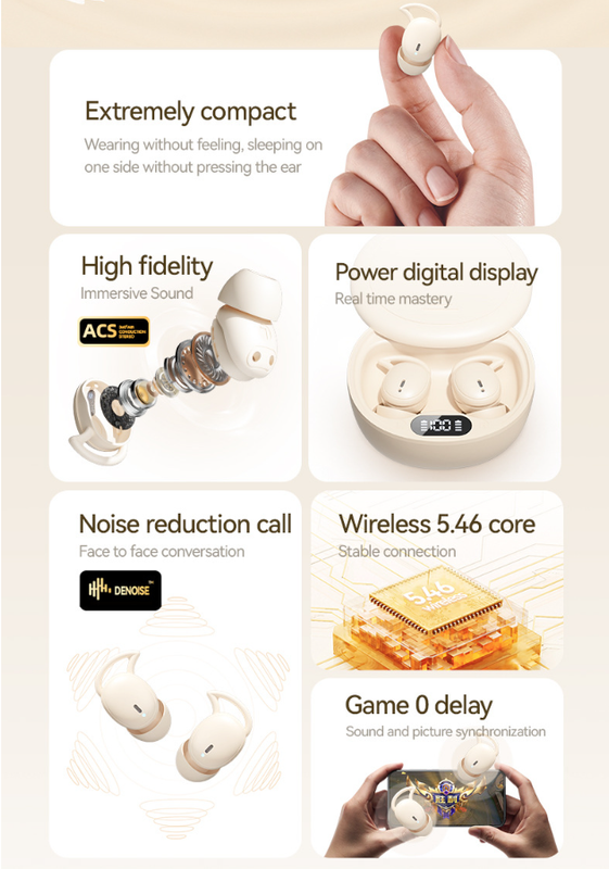 White Sleep Earphones - Ultra-Comfortable Mini In-Ear Headphones 3