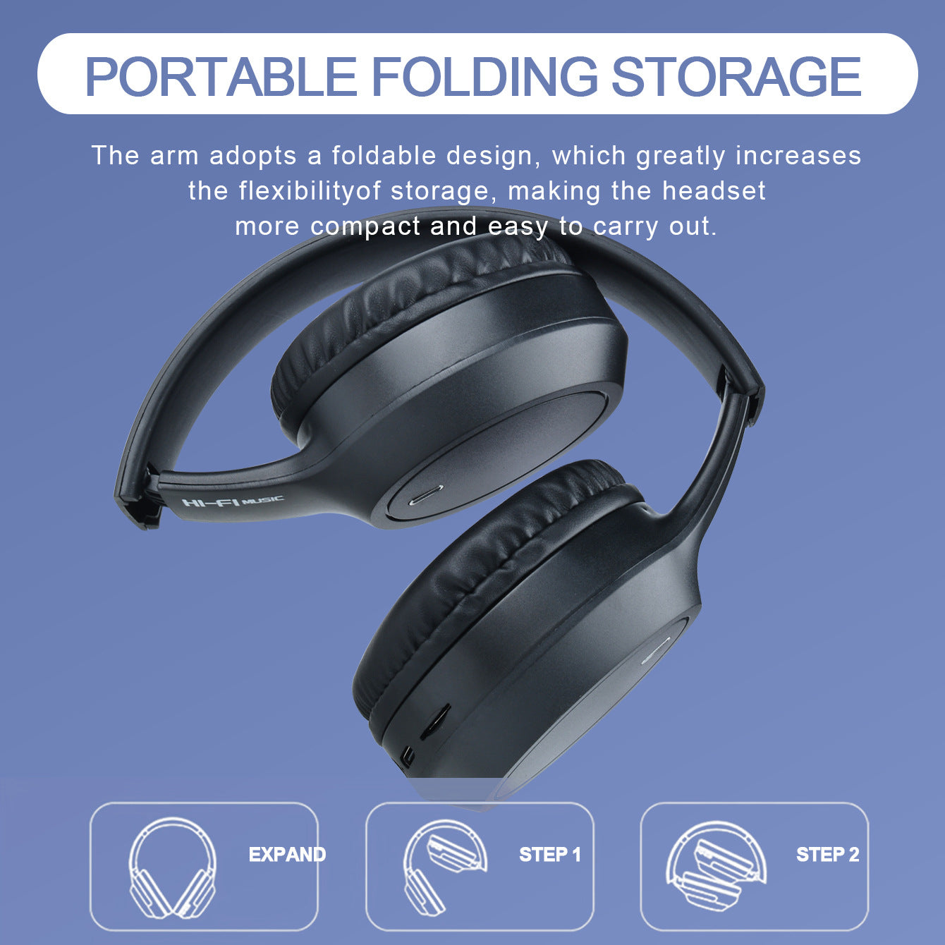 Black Over-Ear Wireless Headphones - Immersive Sound, 360º Surround Sound 3
