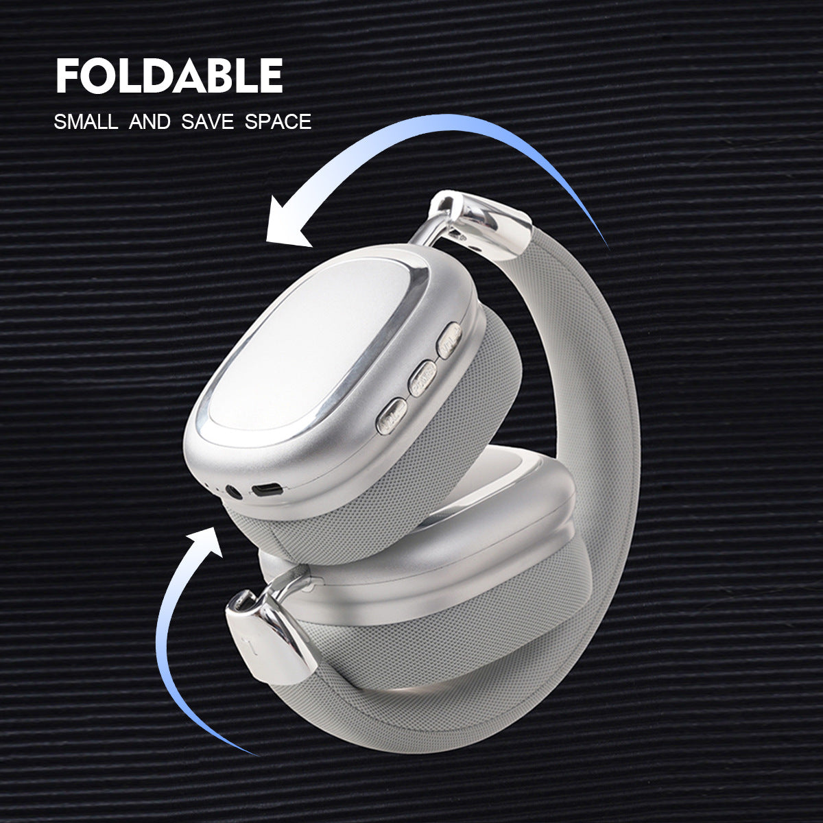 Black Comfortable Bluetooth Over-Ear Headphones - Soft Earmuffs, Foldable Design, Stereo Sound 5